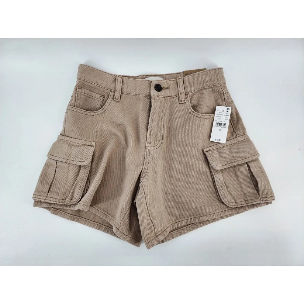 PacSun Womens Mid‎ Rise Cargo Short Feather Tan Brown Size 23 NWT